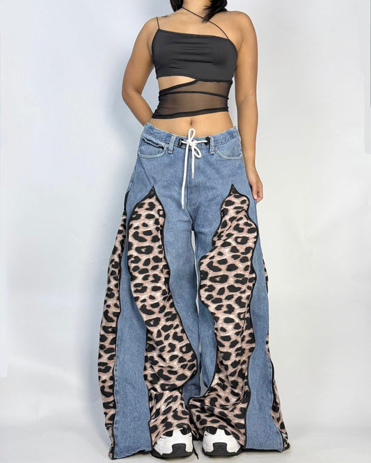 Leopard Wave Zipper Hybrid Pants