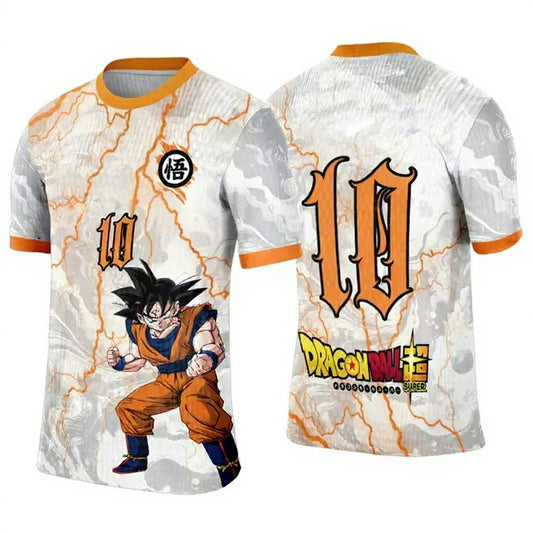2025 Dragon Ball Goku Cosplay Football Jersey Tee – White Earthbreaker Edition