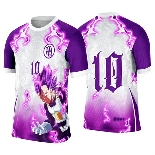 2025 Dragon Ball Vegeta Cosplay Football Jersey Tee – Purple Saiyan Edition